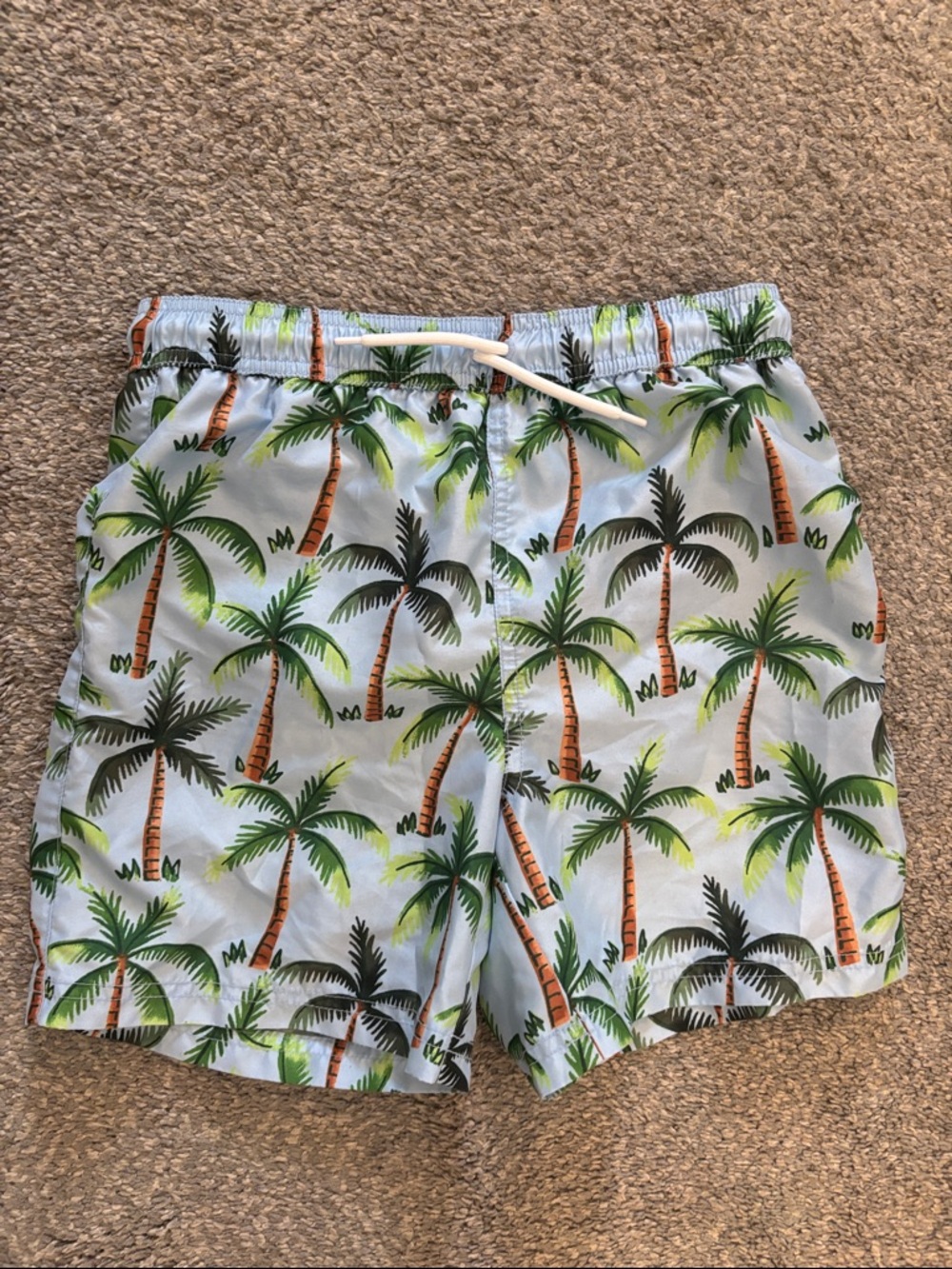 Janie and Jack Light Blue Palm Tree Swim Trunks